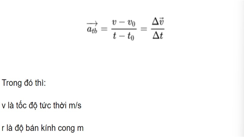 công thức gia tốc trung bình