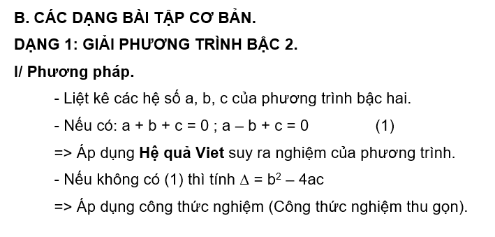 Bài tập và phương pháp giải các dạng bài về điều kiện nghiệm