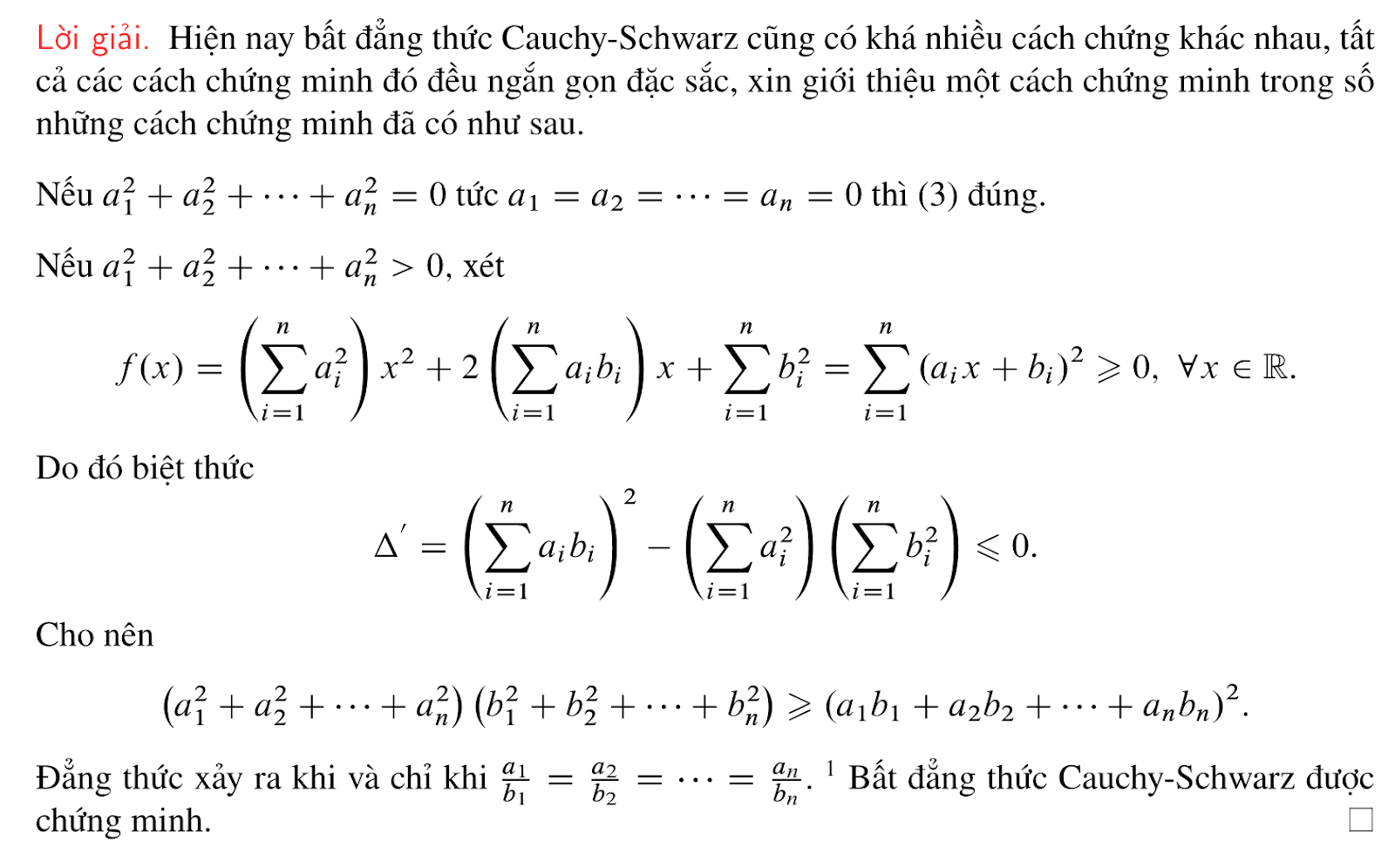 Bất đẳng thức Cauchy Schwarz và ý nghĩa trong toán học