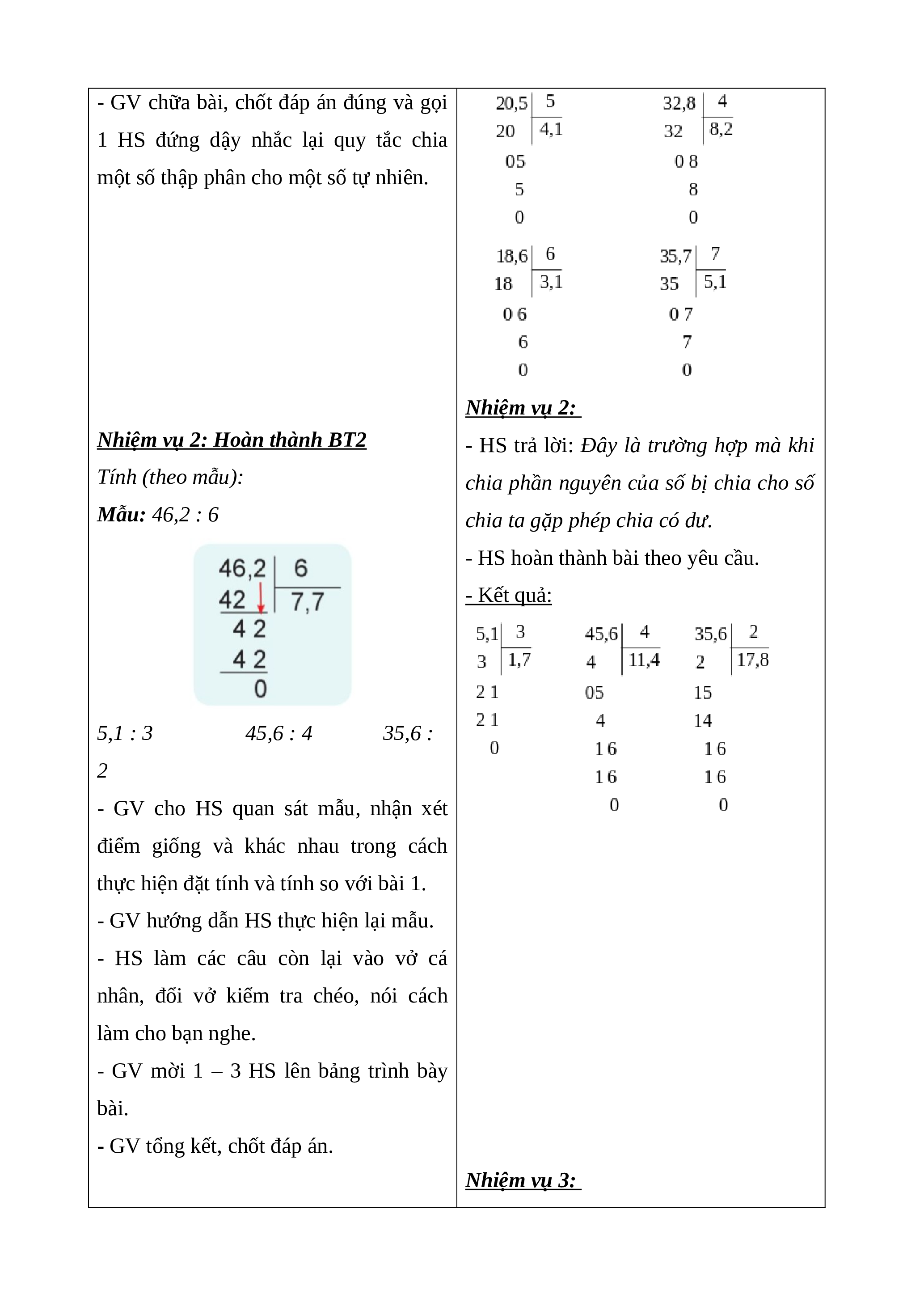 Phương pháp chia một số thập phân cho một số thập phân chuẩn xác